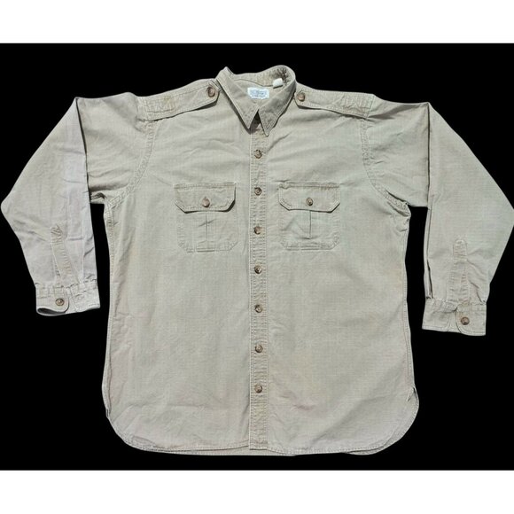 Vintage J Peterman Mens XL Utility Shirt Work Distressed Faded Long Sleeve USA - Picture 1 of 8
